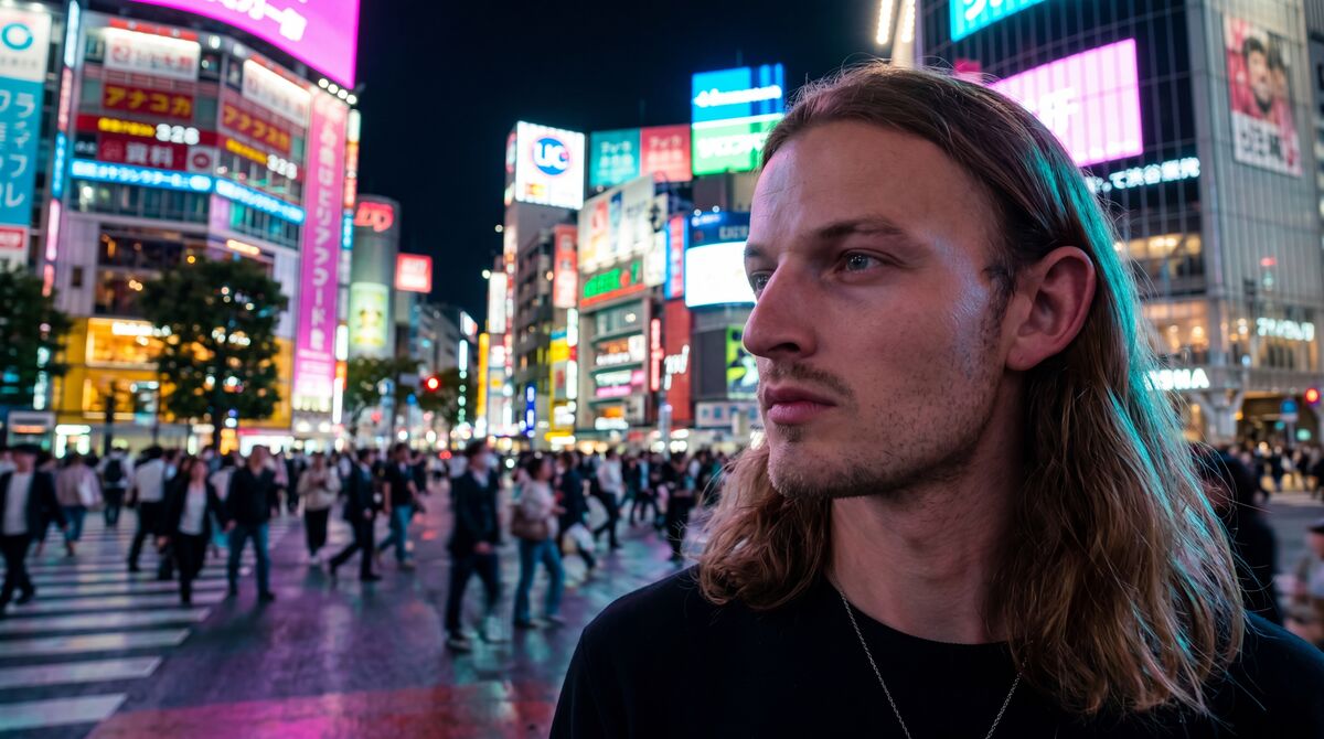 Higgsfield-generated start frame - Shibuya crossing at night